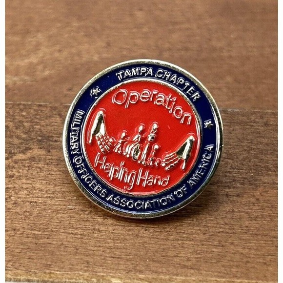 Military Officers Of America Tampa Chapter Helping Hand Metal Lapel Pin Button - Picture 1 of 3